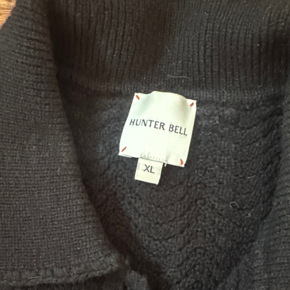 HUNTER BELL Black Scalloped Knit Polo Top - Picture 2 of 5